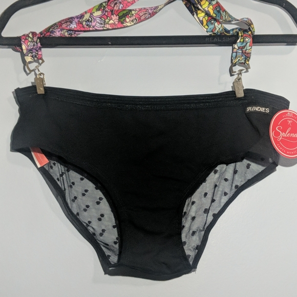 Black Bikini cotton lace with mesh panties - Picture 1 of 4